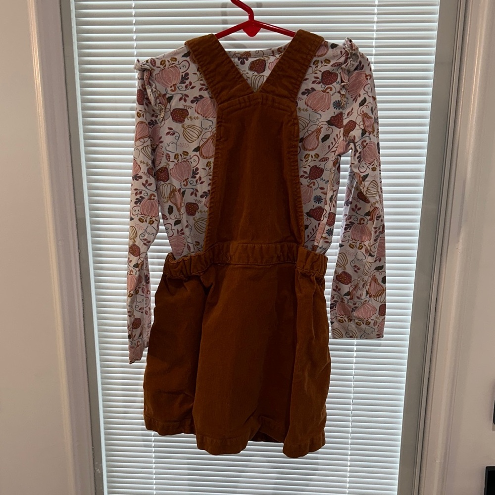 Cynthia Rowley Pumpkin Top with Brown Corduroy Overall dress‎ - Picture 3 of 4